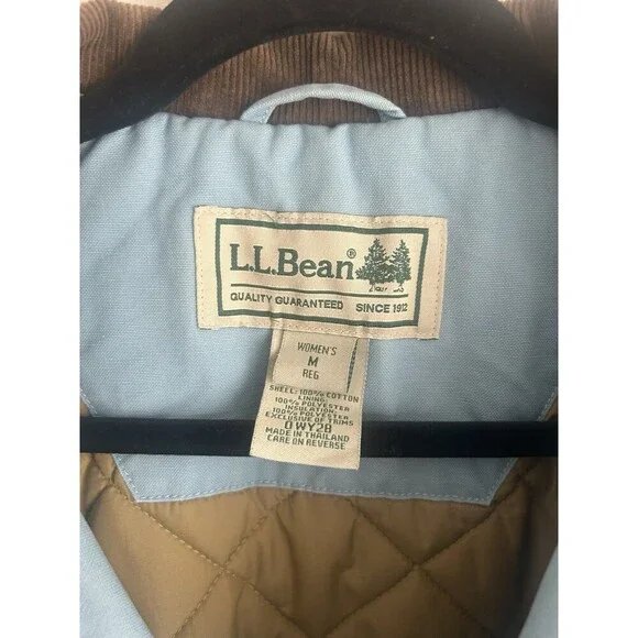 Vintage LL Bean Baby Blue Quilted Lined Barn Chore Coat Canvas Field Jacket M - Picture 5 of 11